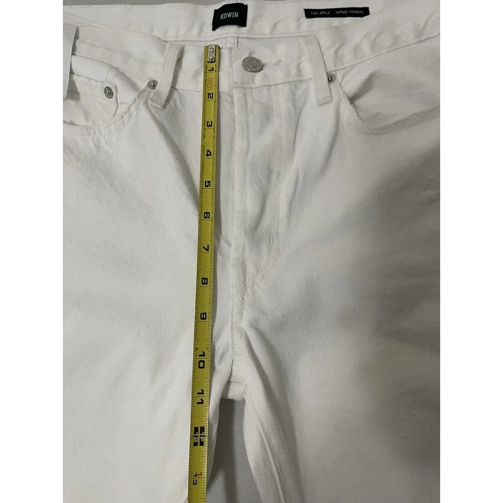 NWT Edwin Womens Kali Ankle‎ Vintage Straight Jeans 29 US 8 White Distressed